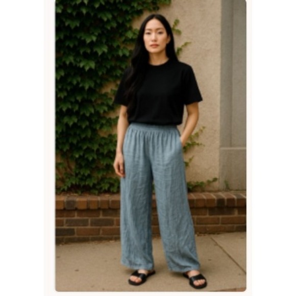 Anthropologie Wide Leg Linen Blend Pants Drawstring Waist Casual Comfy - Picture 1 of 3